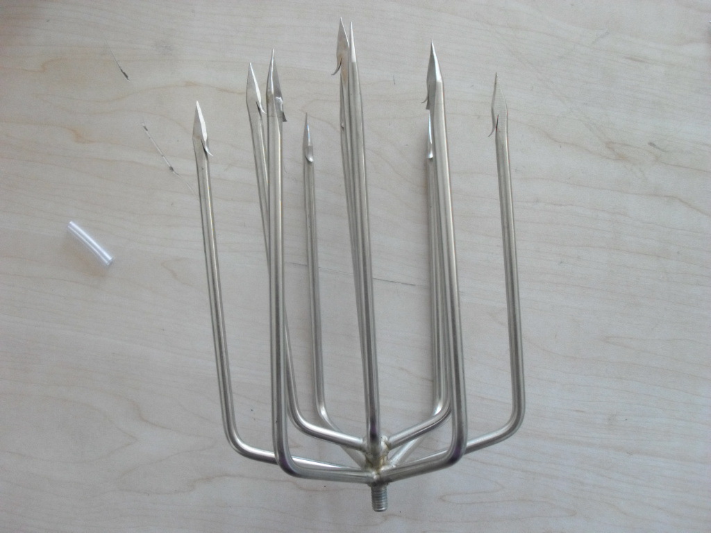 运兴渔具 不锈钢11齿扁尖圆渔叉 11齿鱼叉