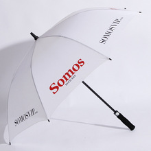 厂家直供防风高尔夫直杆自动纤维广告伞商务礼品伞雨伞LOGO