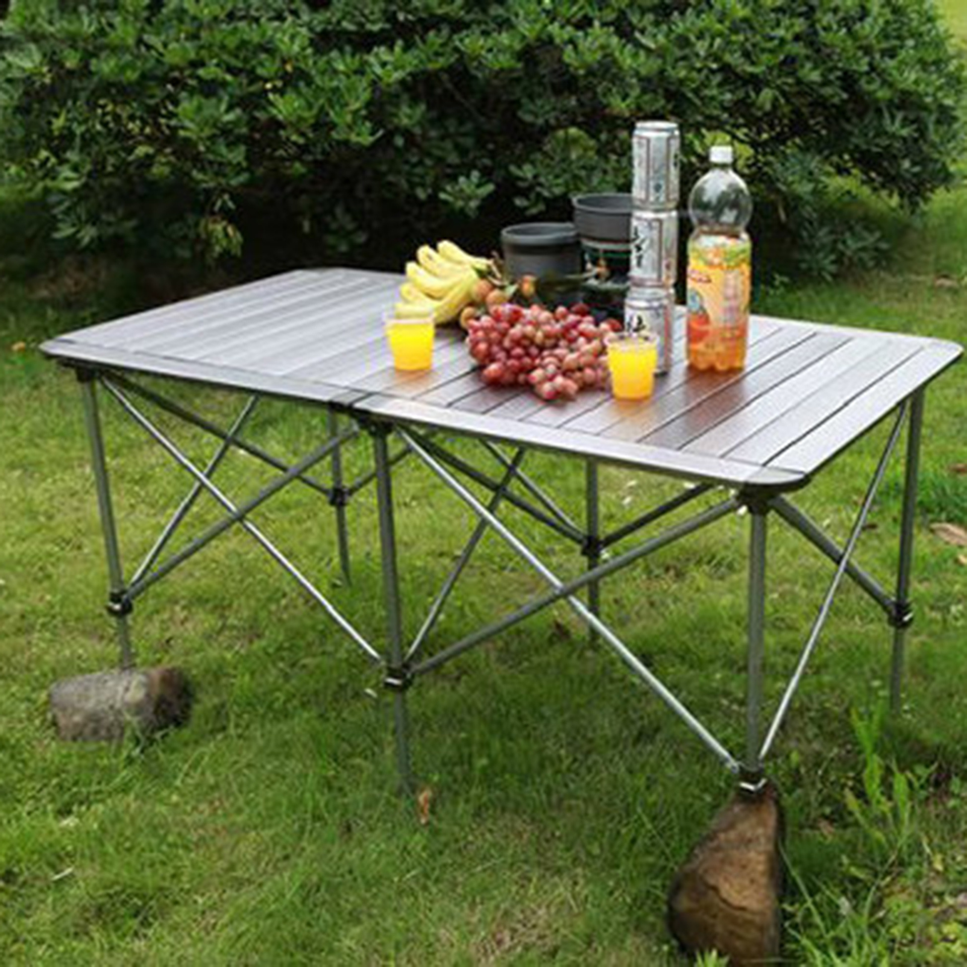 批发零售兄弟brs-z32多人用可升降铝合金双桌 户外野营折叠桌