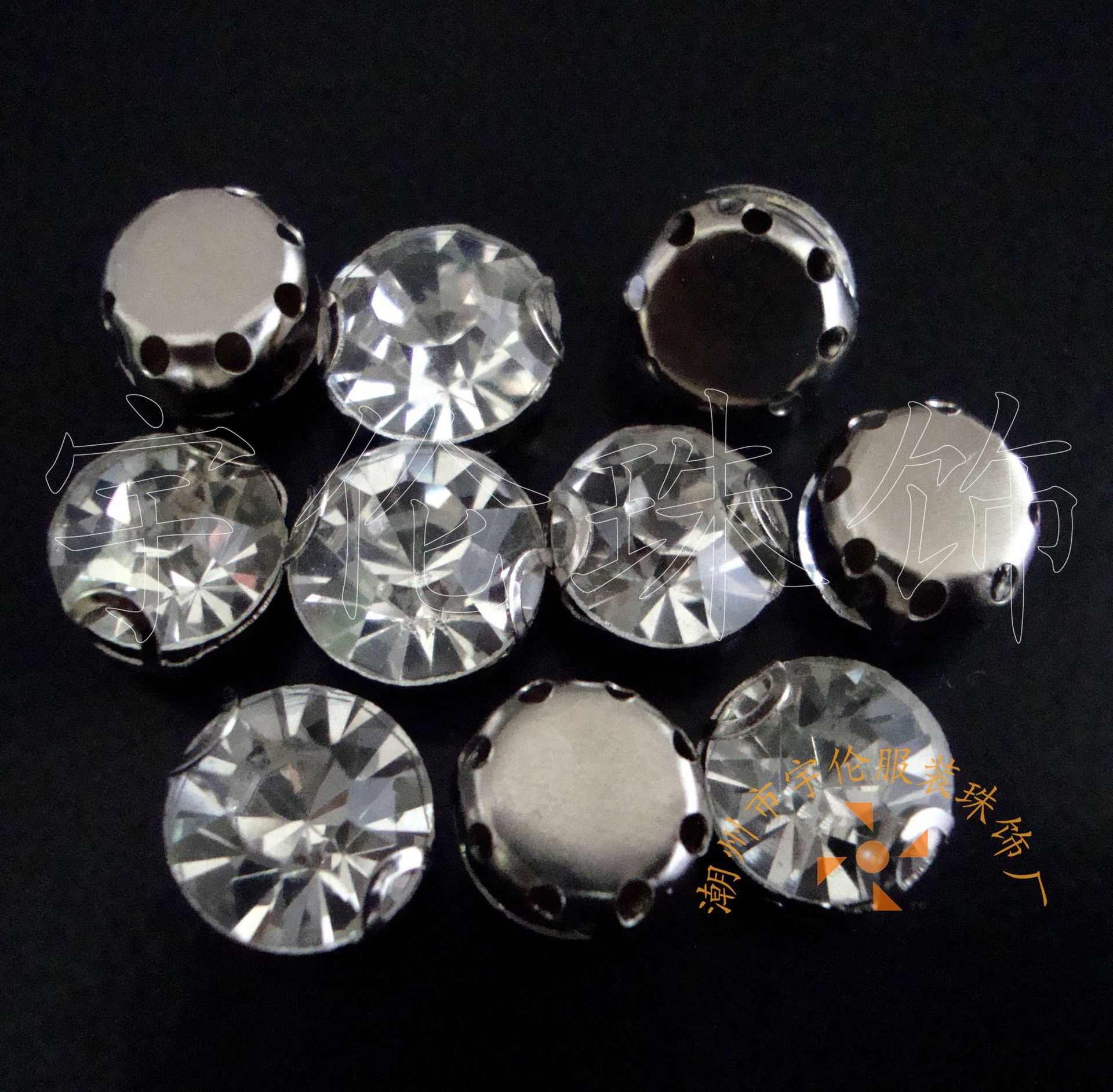 厂家直销 手缝水晶玻璃d型爪钻圆钻 耳朵爪 白a钻