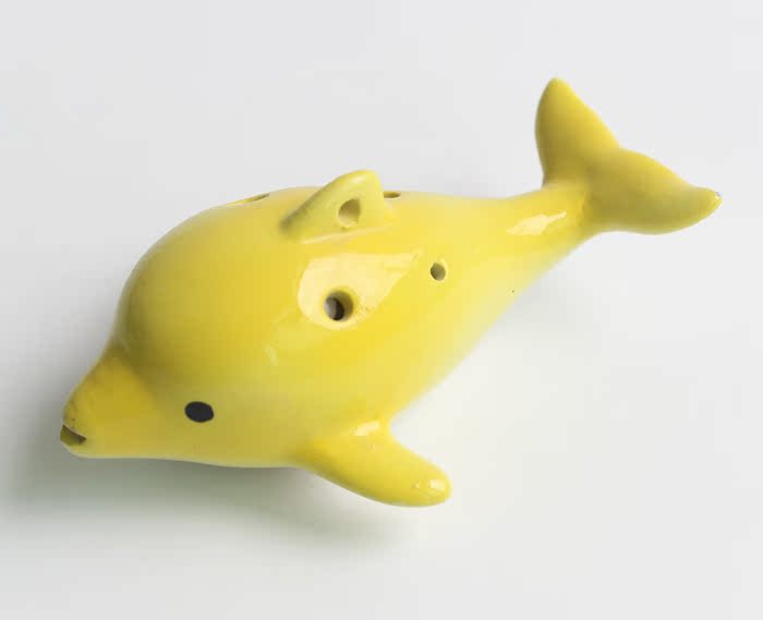 海豚六孔中音c调陶笛黄色蓝色绿色橘色浅蓝色陶笛厂家批发