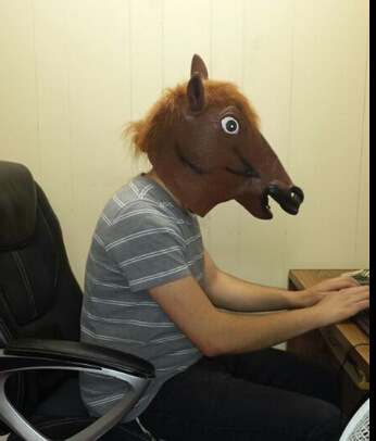 厂家供货 马头面具 马头人头套 乳胶犬马君 万圣节cos面具