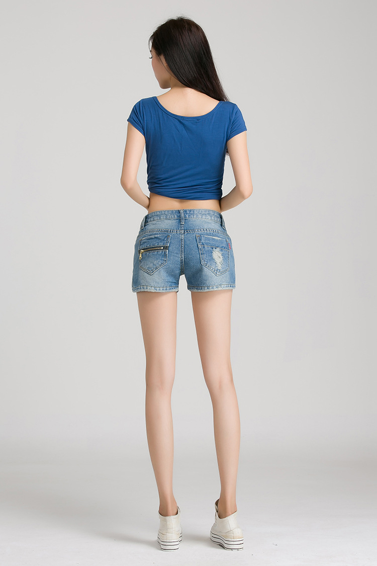 2014夏季新款爆款韩版牛仔裤短裤修身显瘦水洗拉链三分裤女.