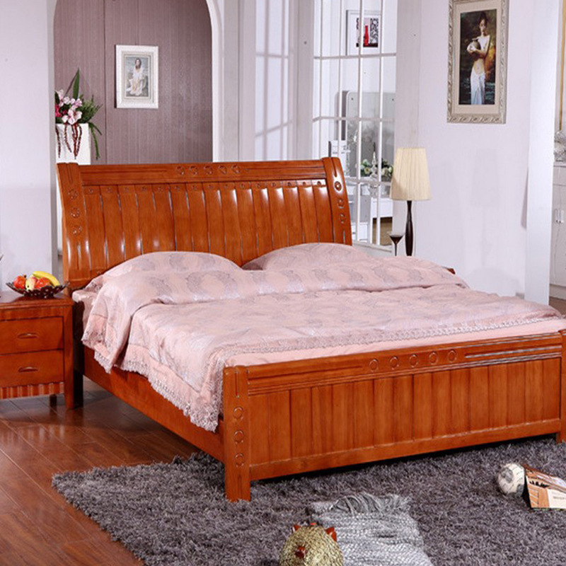 特价实木床普通款中式双人床1.8米大床卧室家具橡木床厂家批发