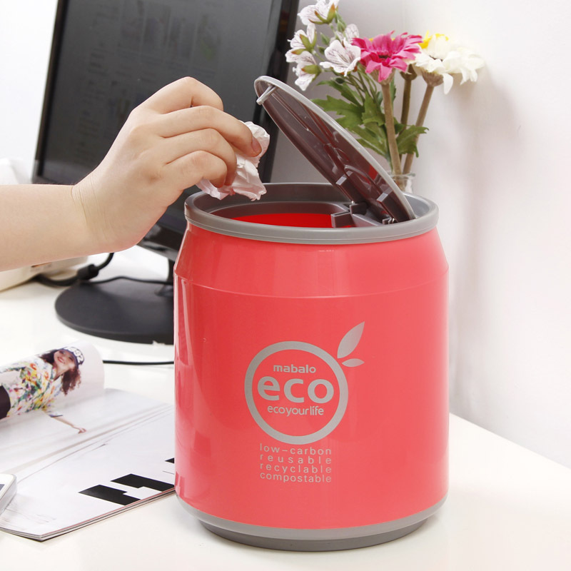 麦宝隆时尚可乐垃圾桶弹跳卫生桶塑料废纸篓0277小号