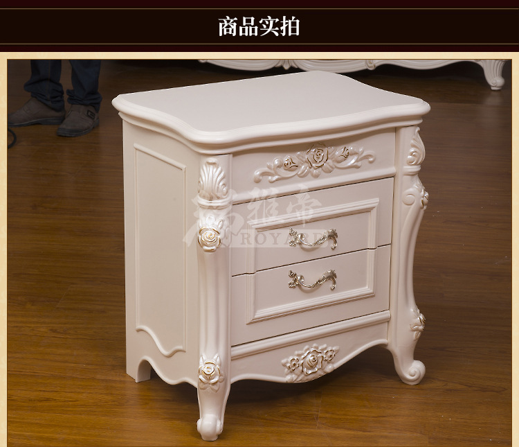 特价促销法式实木荷花白床头柜欧式床头柜实木家具实木床头柜雕花