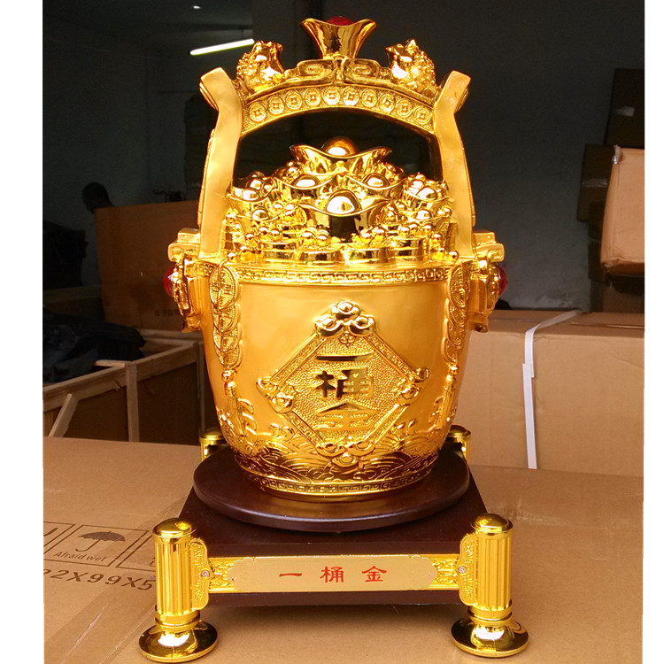 金色共赢一桶金精品可转动 树脂工艺品摆件 办公开业家居装饰礼品