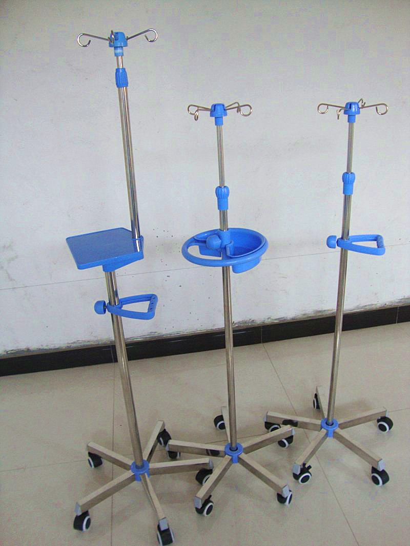 厂家供应加厚高档全不锈钢输液架落地式可移动带轮吊瓶架点滴架