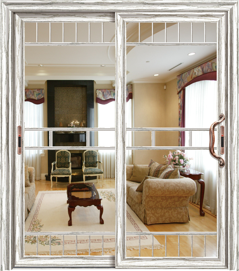 钛镁铝合金 白色玻璃门 移门 隔断门 阳台推拉门