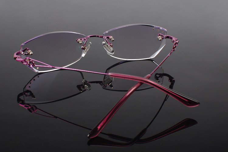 钻石切边 镶钻 老花镜 无框女士渐进色眼镜 016