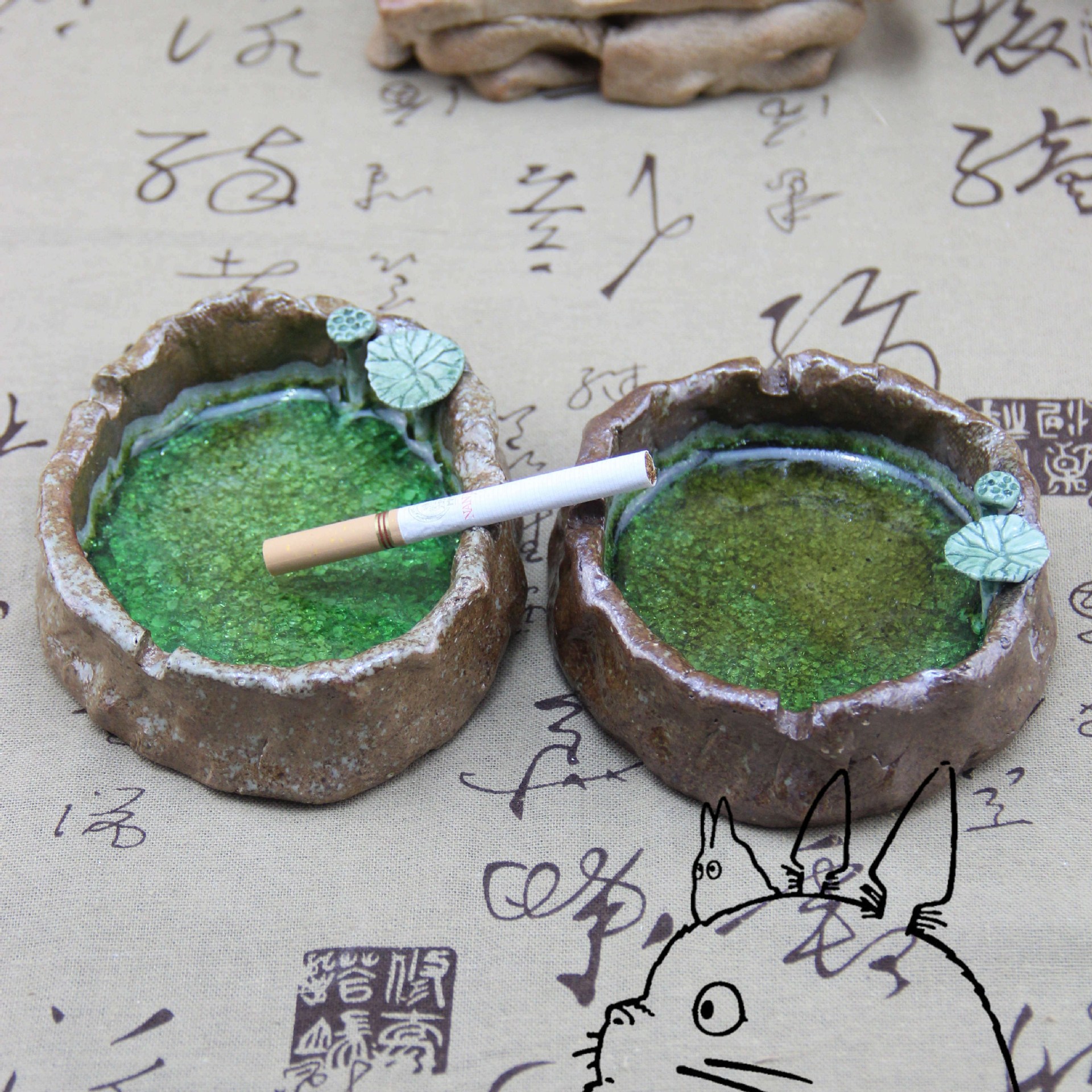 景德镇创意陶瓷批发纯手工小号裂烟灰缸礼品工艺品家居办公摆件