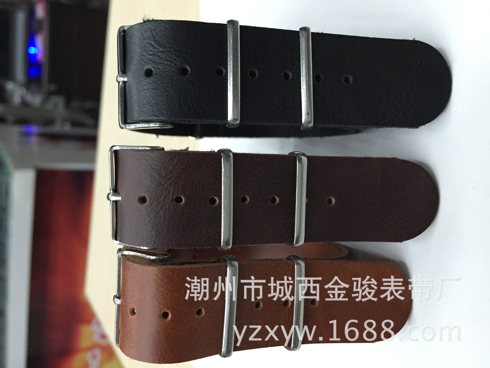 Leather Strap Pu Watch with Steel Three-Ring Pin Buckle Men's Long Strap Black Brown Spot Supply...