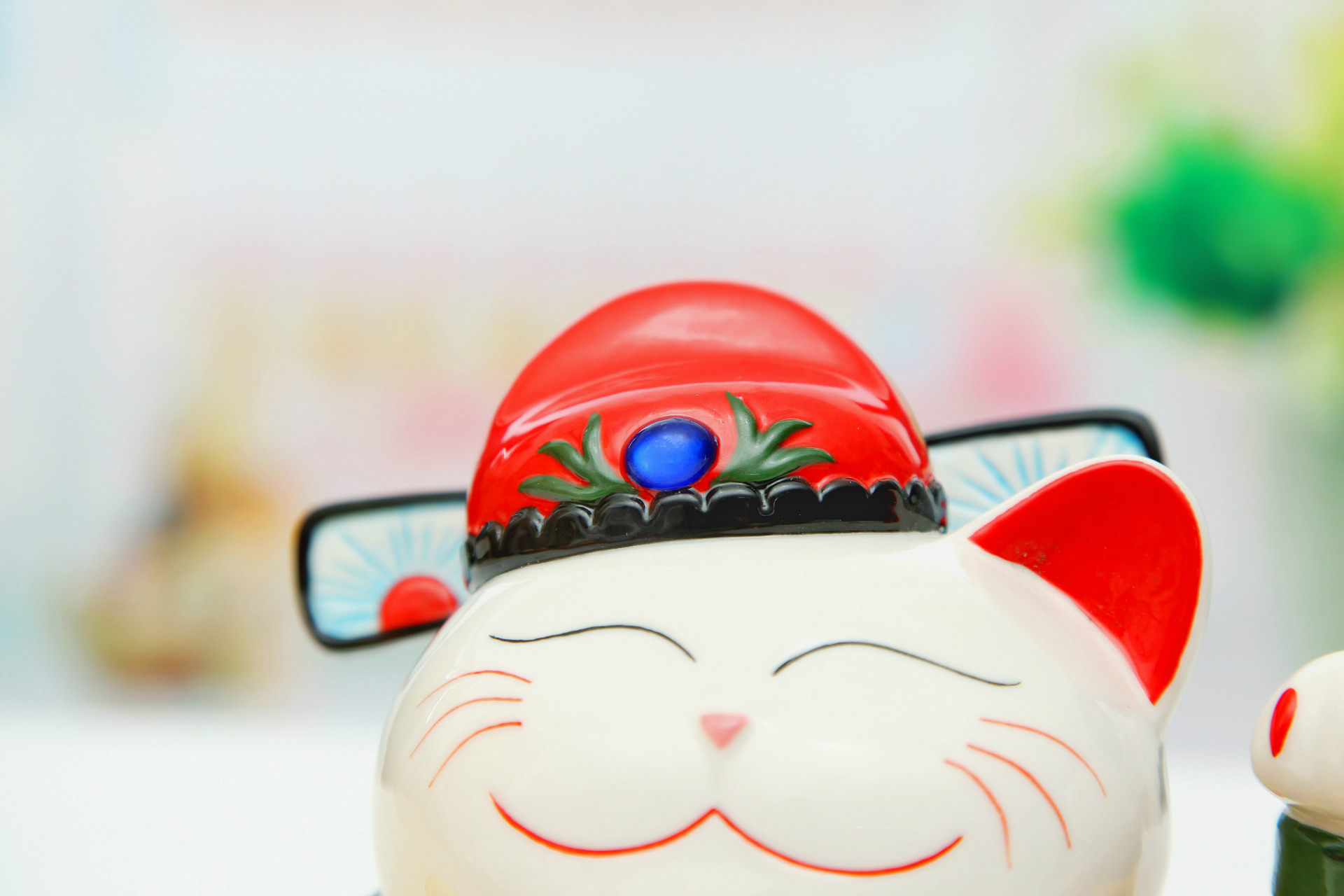 万亿堂品质陶瓷招财猫开业品质礼品 7寸升官发财 招财猫批发