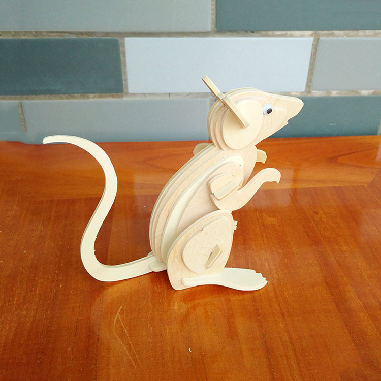 乐童星 老鼠木质拼图 3d立体木质拼图 开发智力拼图拼板 加工定制