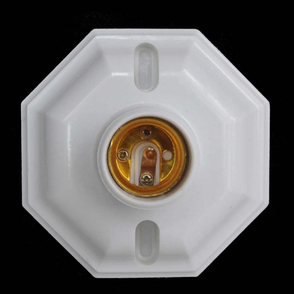 八角灯盘温州平灯头厂家供应大e27螺口灯座大胶木材质花盘灯盘