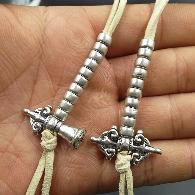 藏式白铜/三七银佛珠计数器 降魔杵金刚铃 菩提配饰