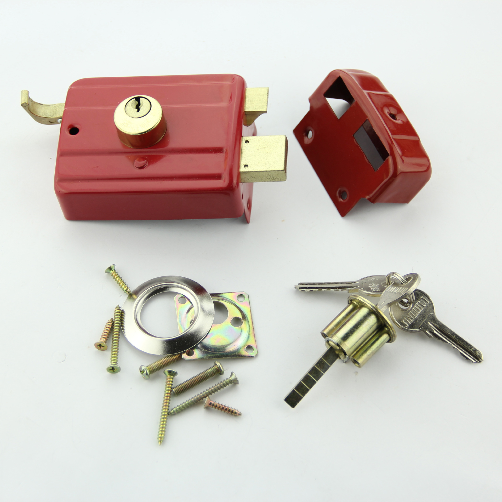 外装老式防盗门锁 室内牛头机械锁一字片锁556 559锁铁门一字机械