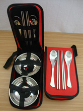 不锈钢餐具碗勺筷套装碗包六件套不锈钢餐具碗勺筷套装碗包家用