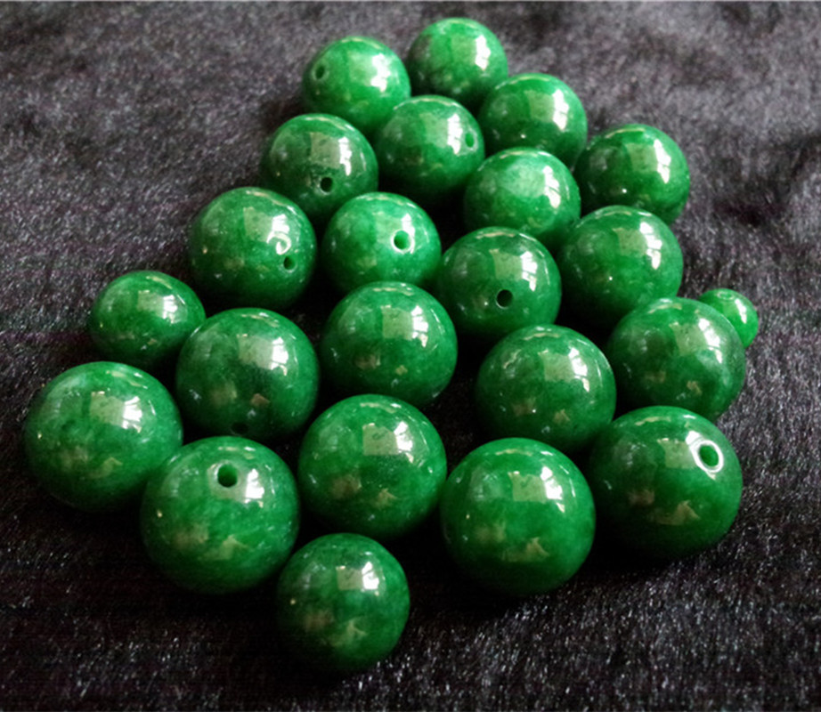 玉石干青铁龙生圆珠散珠批发 diy配件翡翠珠子 绿色玉珠子