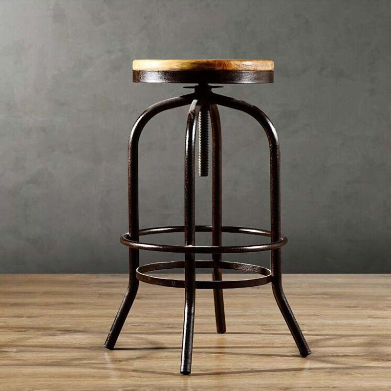 复古做旧可升降吧台椅 经典高档款圆形酒吧