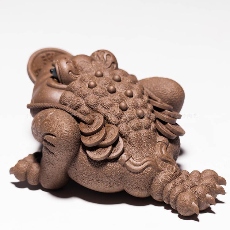 宜兴紫砂壶 紫砂摆件李爱民制 招财镇宅 转眼发财金蟾