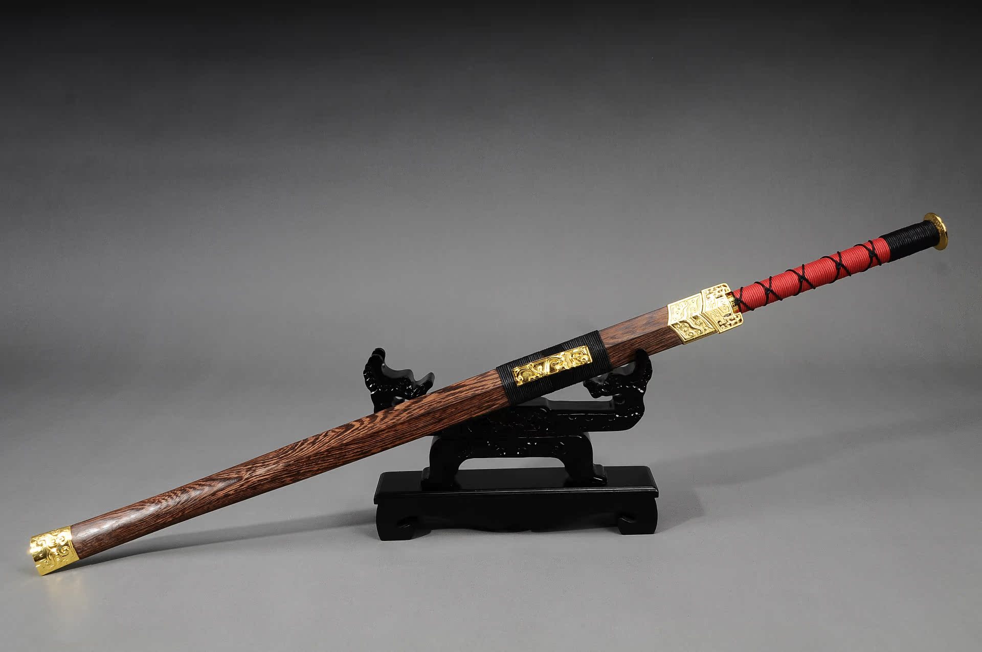 龙泉宝剑精品六面汉剑高锰钢镇宅辟邪剑汉剑硬剑(黄金装)未开刃