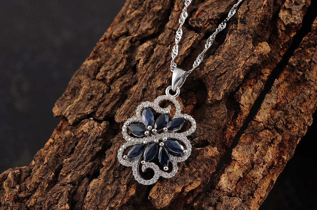 隆诚珠宝新款 s925纯银 天然蓝宝石吊坠 高档首饰批发