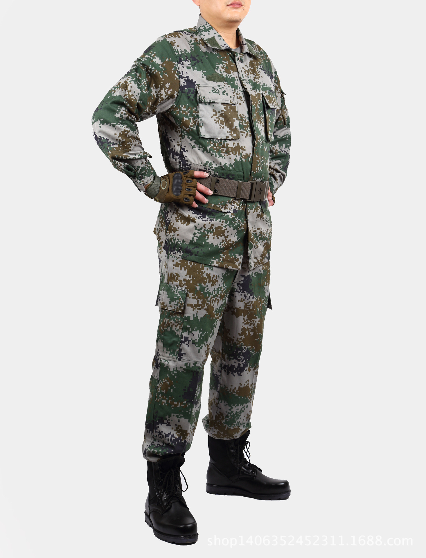 新品低价批发07林地夏作训迷彩服 迷彩服长袖套装男士迷彩服.