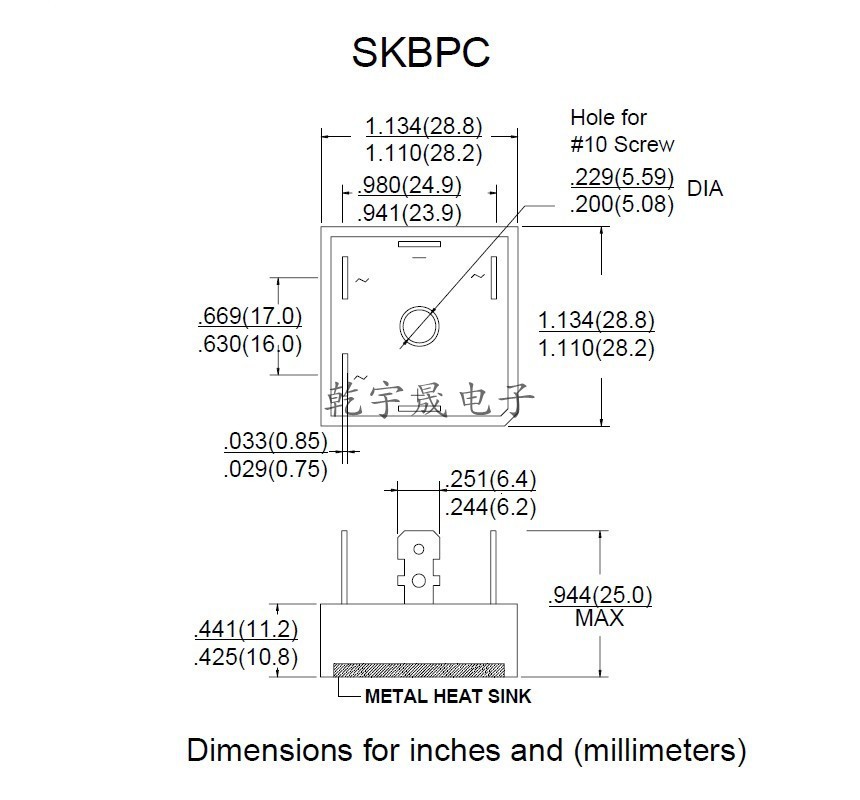 供应50a1000v整流桥堆 三相交变用电设备整流桥skbpc5010五脚方桥