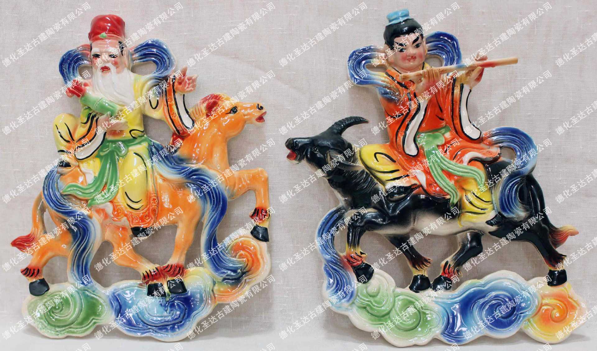 八仙带骑 寺庙 琉璃瓦 德化古建陶瓷 高温全瓷配件 仿古建筑