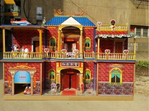 二层纸扎灵屋别墅