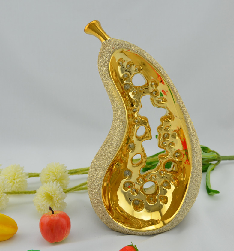 厂家直销家居装修装饰品 陶瓷镂空梨子水果工艺品摆件 创意礼.