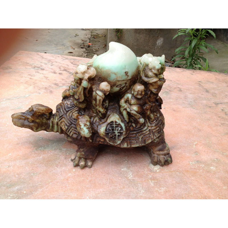 正品热卖仿古八仙龟 浅绿色龟体八仙过海吉祥如意做旧鳖工艺品