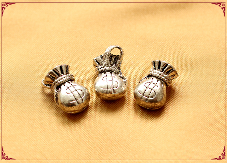 藏银合金隔珠百宝囊 diy手工饰品配件散珠批发 钱袋配件吊坠