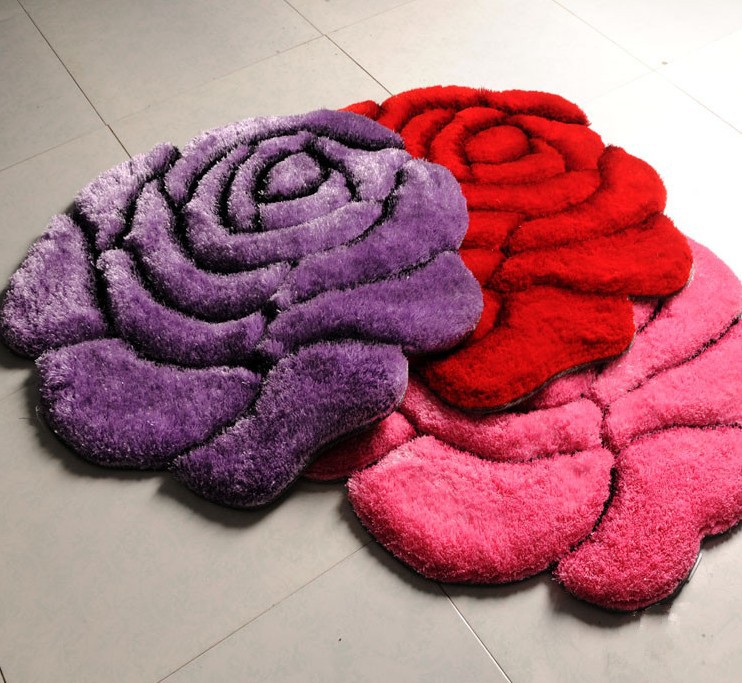 3d超柔细丝异形花地毯 客厅卧室书房 婚庆地毯 玫瑰花地毯