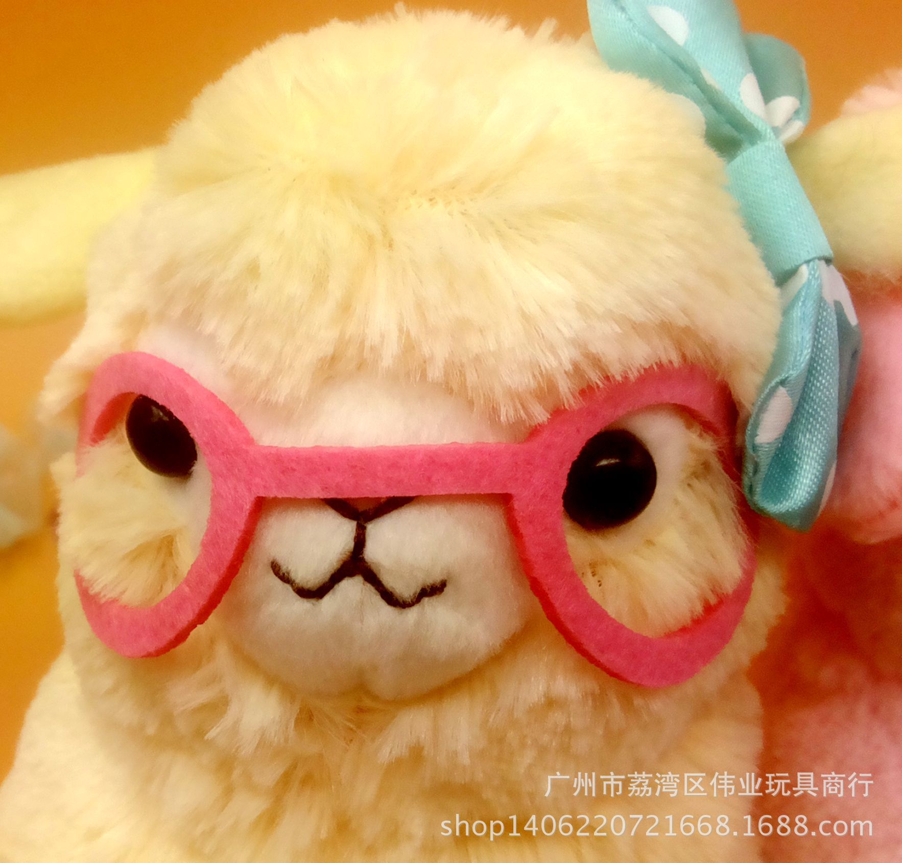 日本抓机货 alpaca萌7寸爬姿眼镜羊羊驼草泥马神兽毛绒玩具公仔