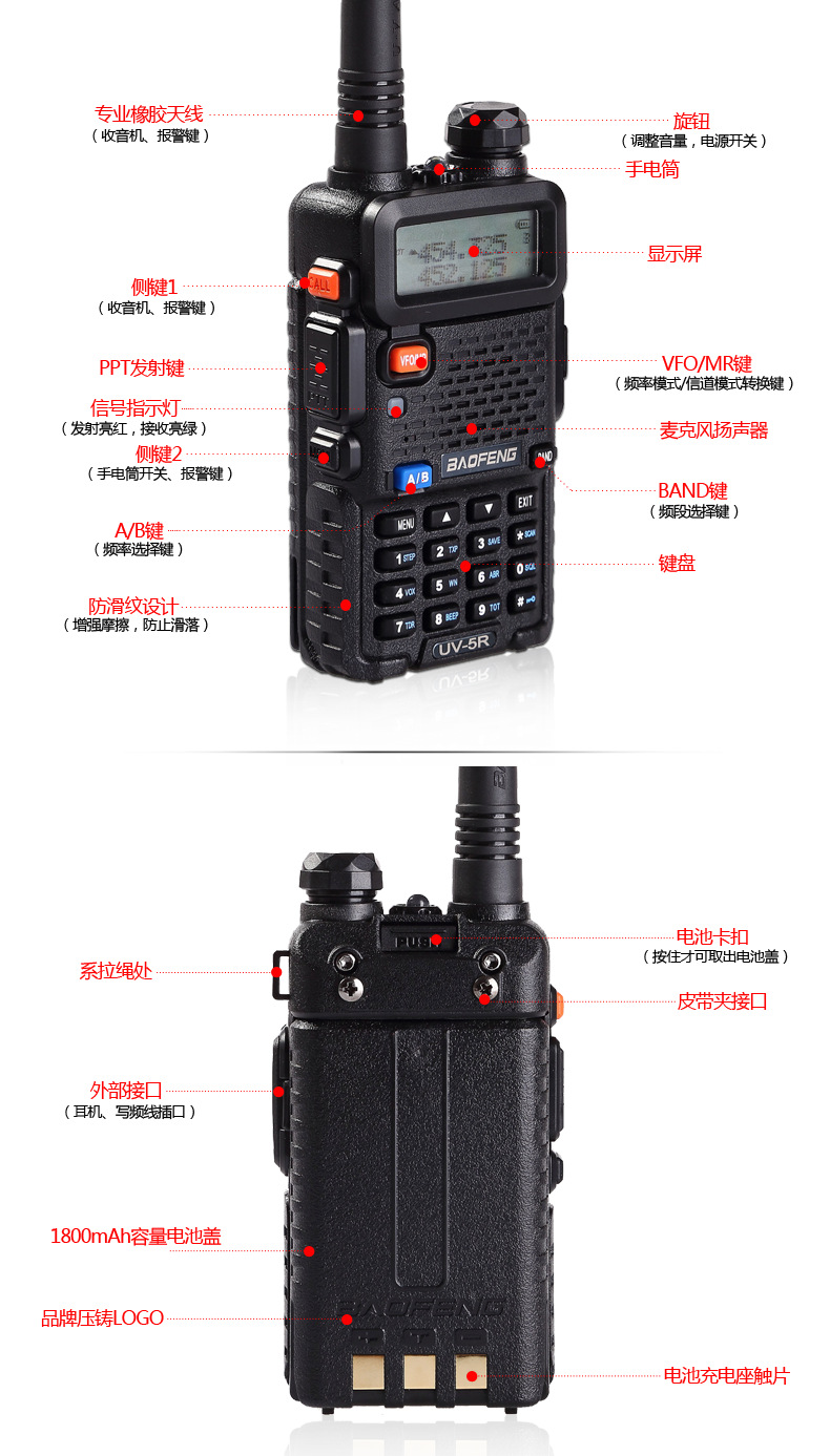 宝峰bf-uv-5r对讲机无线批发宝锋uv-5r自驾游5r双段手台厂家直销