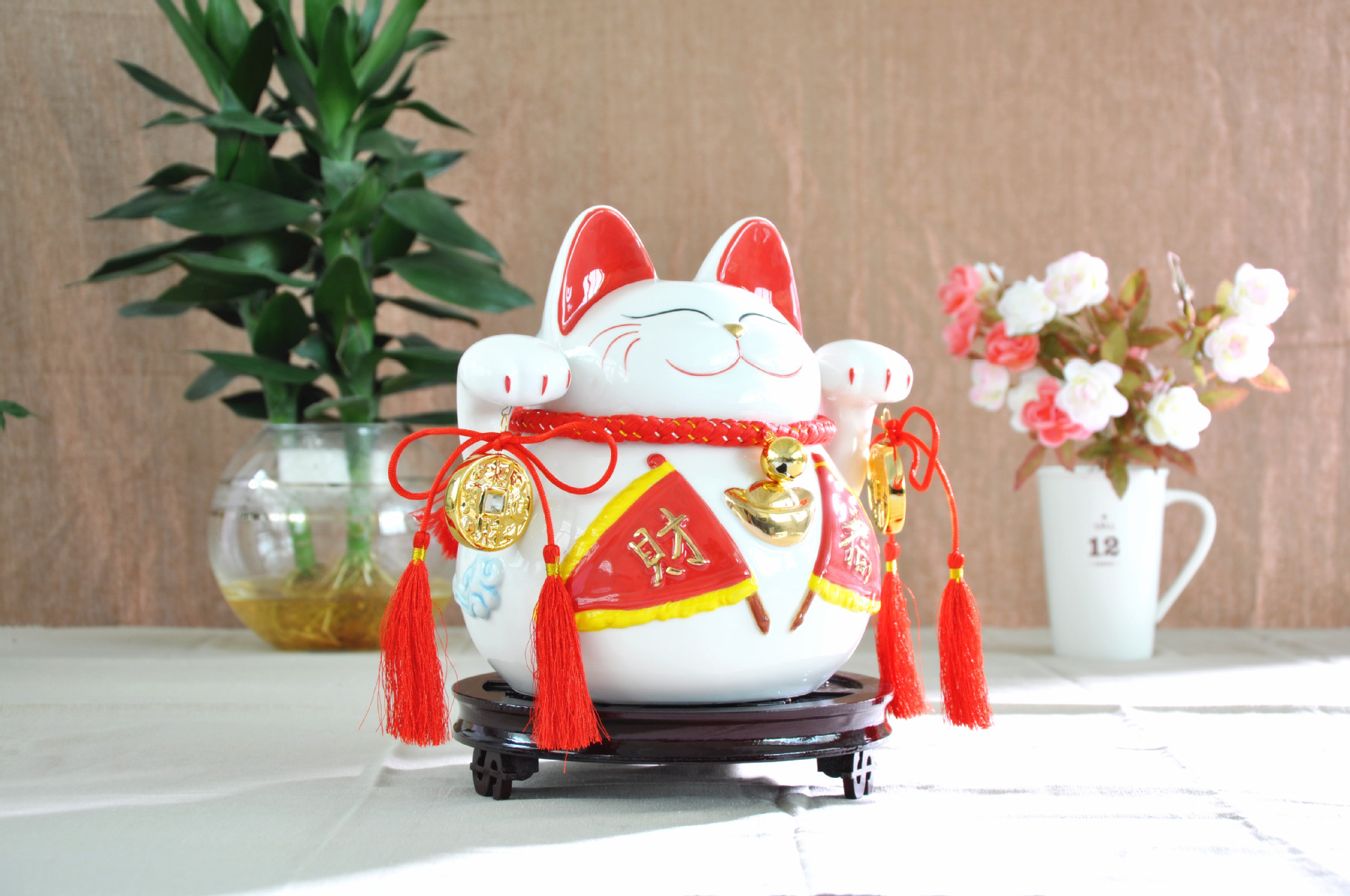 万亿堂中国风招财猫 开业礼品摆件 特大号财福双收 吉祥招.