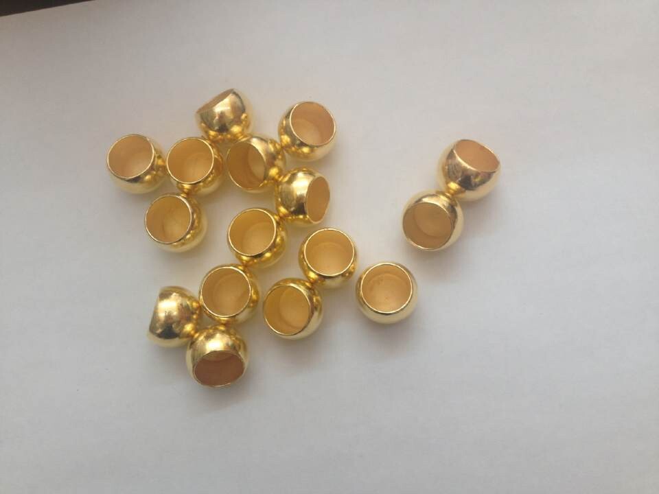 diy电镀珠子 仿珍珠 亚克力 塑料珠子批发 花托黄金色