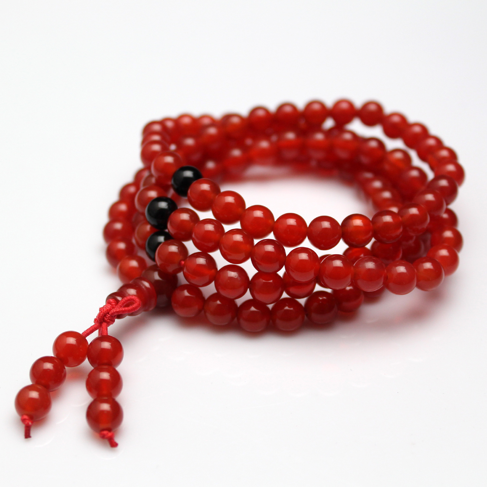 【聚善中堂】天然红玛瑙108颗佛珠 多圈手串情侣款水晶本命年手链