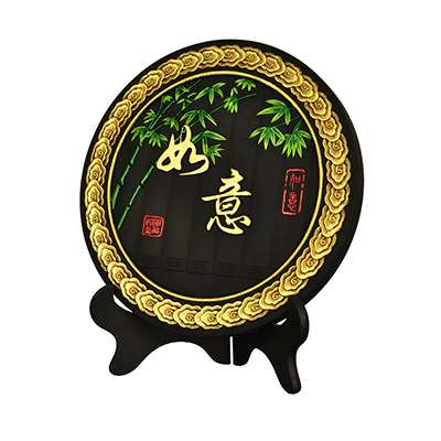 富贵锦鸡 和合如意245mm厂家批发活性炭雕商务家居环保礼品