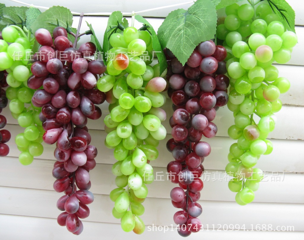 仿真葡萄 仿真水果串塑料葡萄 摄影道具 葡萄叶子搭配 厂家批发