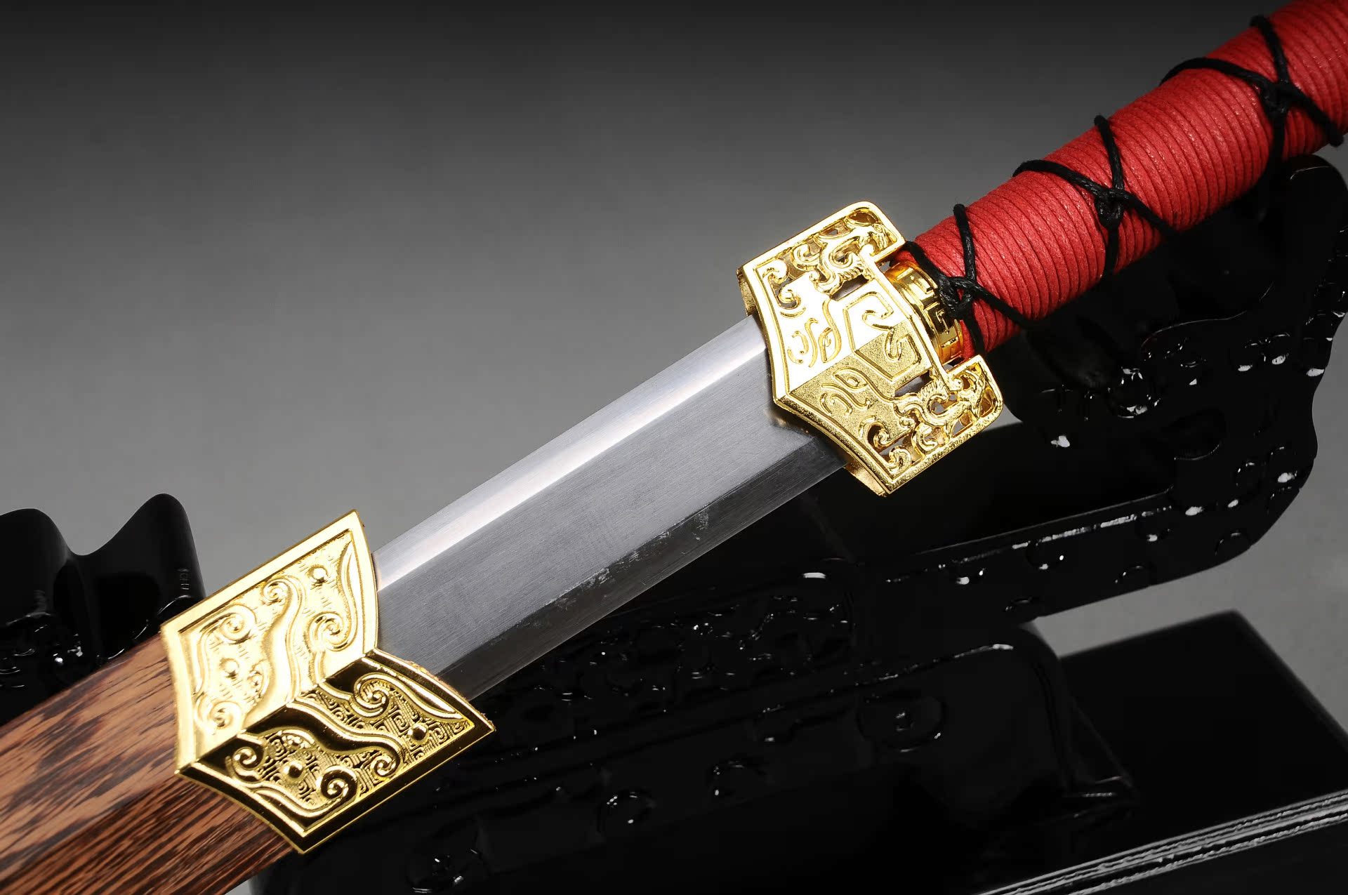 龙泉宝剑精品六面汉剑高锰钢镇宅辟邪剑汉剑硬剑(黄金装)未开刃