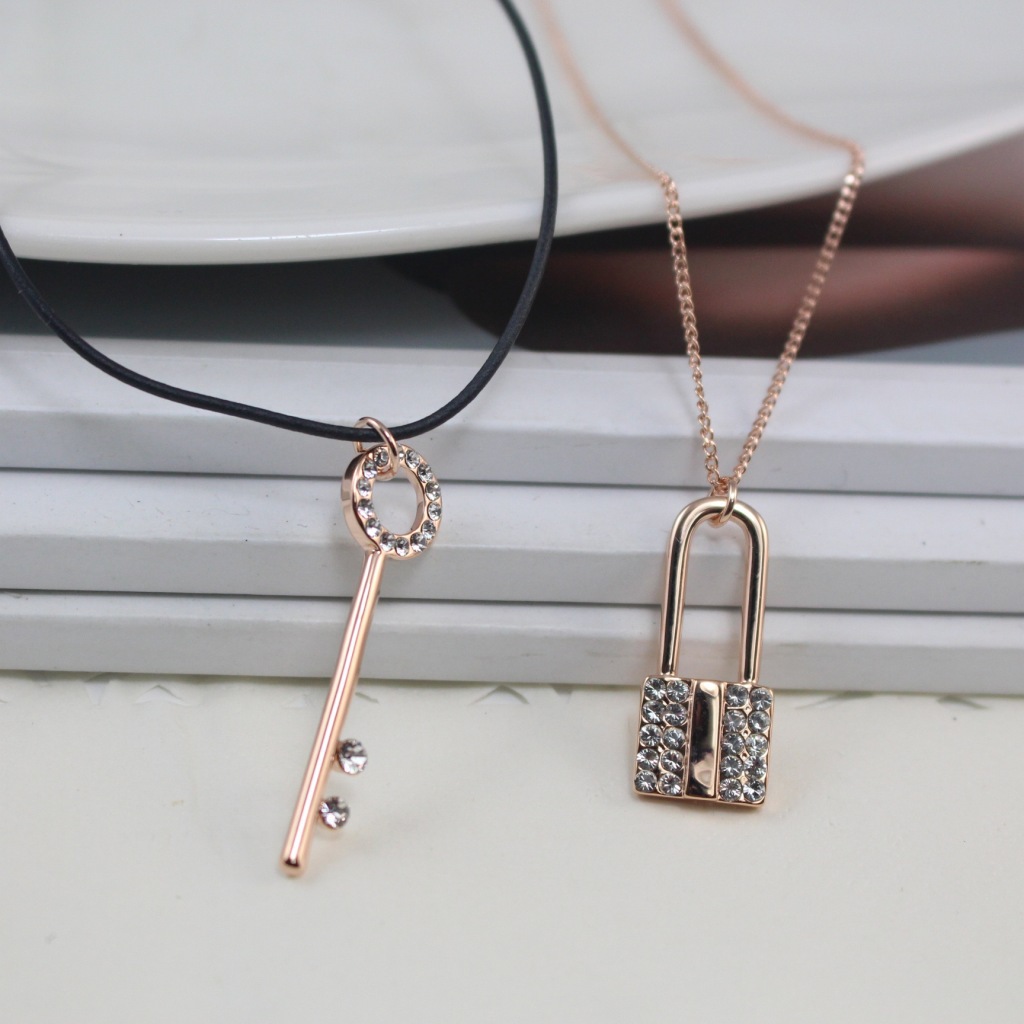 饰品批发 新款欧比雅比 开启爱恋 情侣项链 短链韩国 镀金吊坠