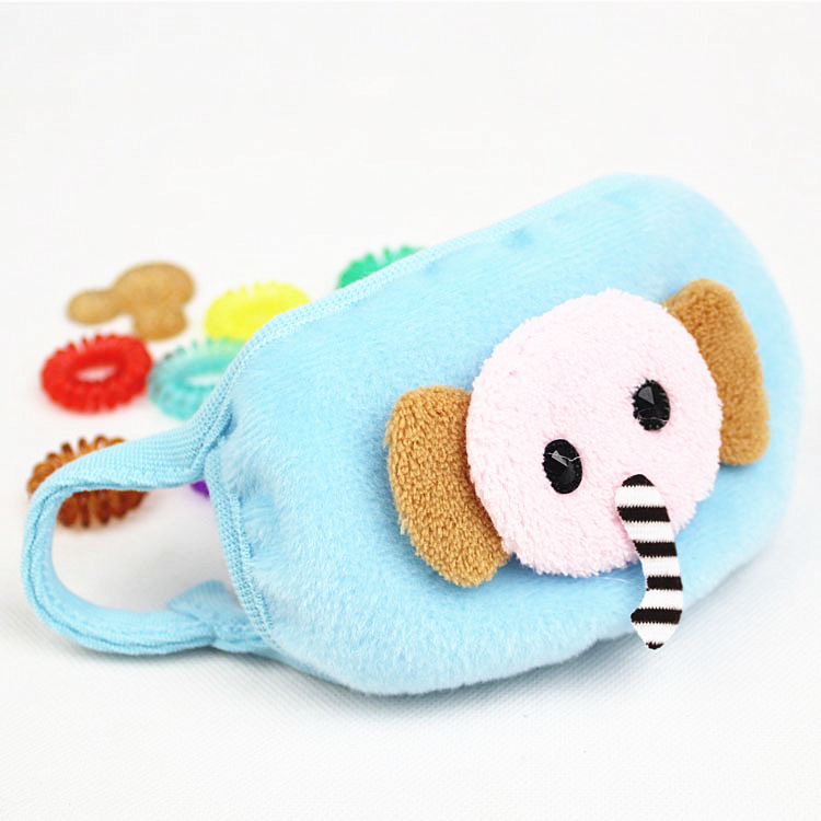 新款儿童小象口罩 卡通冬季毛绒保暖口罩 小童防尘防护口罩