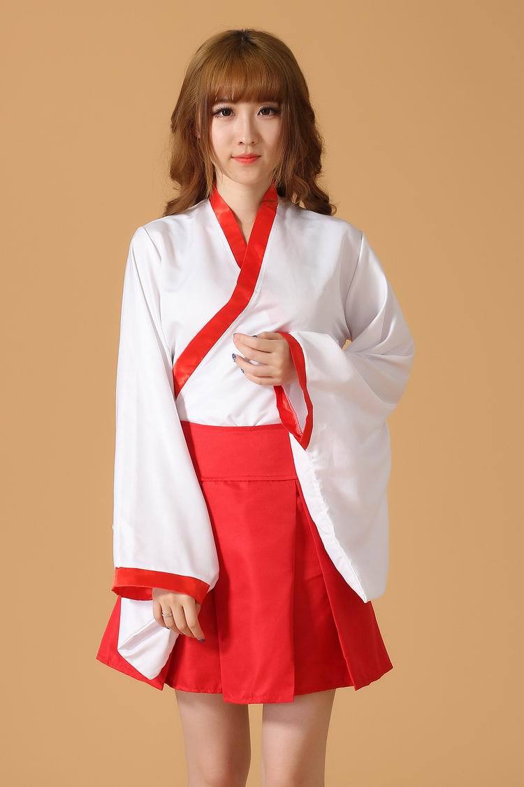 红色蝴蝶结和服cos短款萝莉装cosplay服装 古装桔梗巫女服动漫装