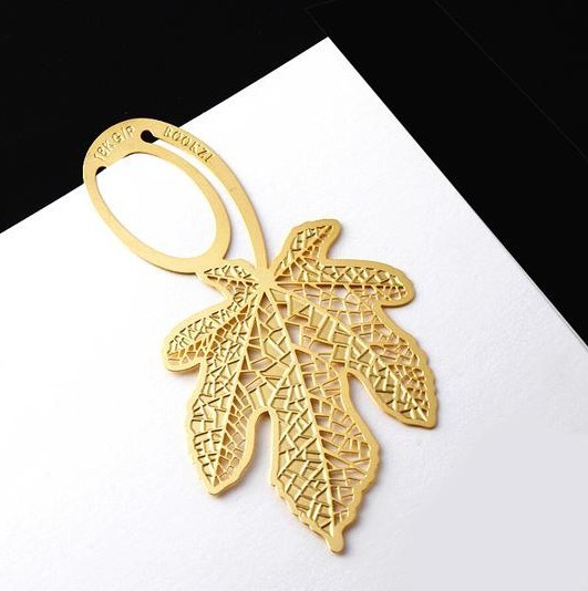 1660创意韩国文具18k镀金金属书签蝴蝶枫叶羽毛蜻蜓书签10g