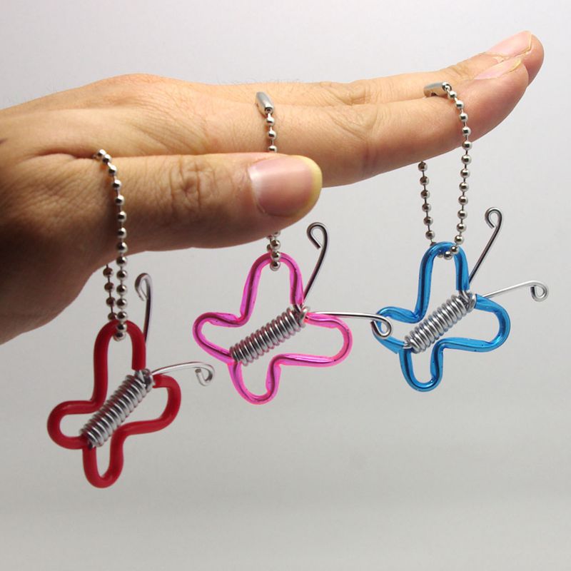 【蝴蝶挂件】纯手工创意钥匙扣铁丝工艺品地摊热卖货源彩铝丝diy