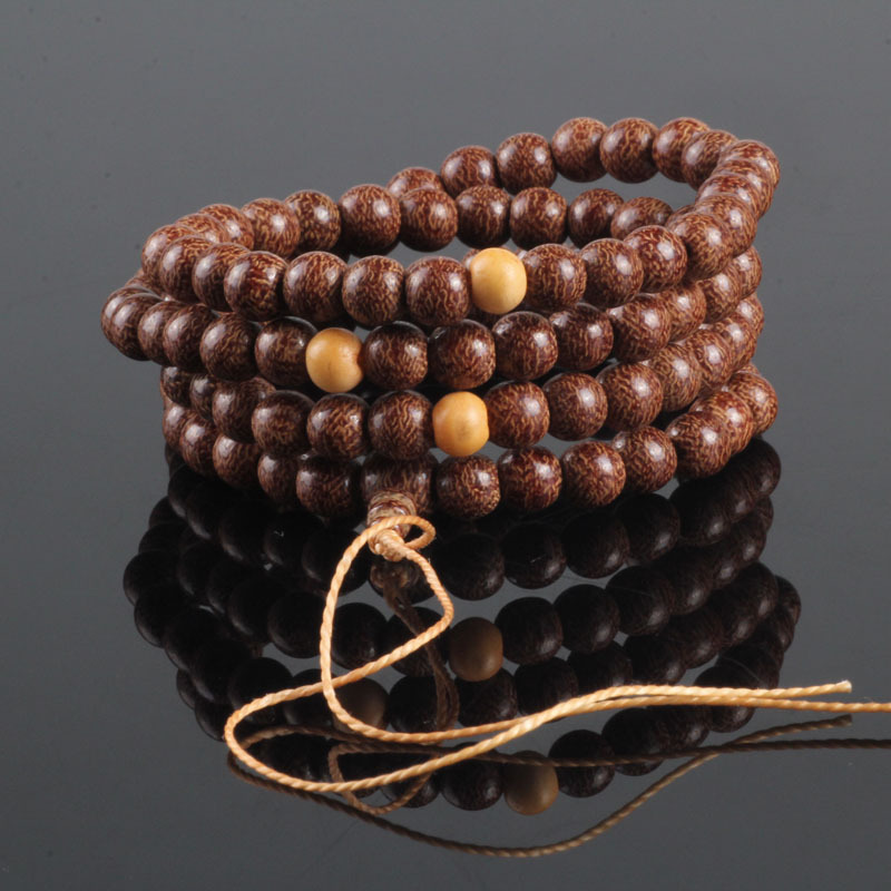 龙纹木菩提子印度菩提木藏式天然老料6mm蛇纹芝麻斑雷音木108佛珠