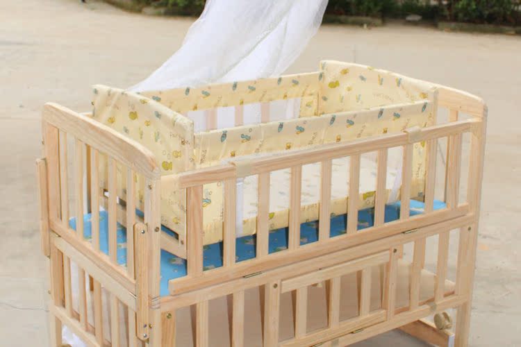 实木无漆婴儿摇床 内摇 小摇床 床中床